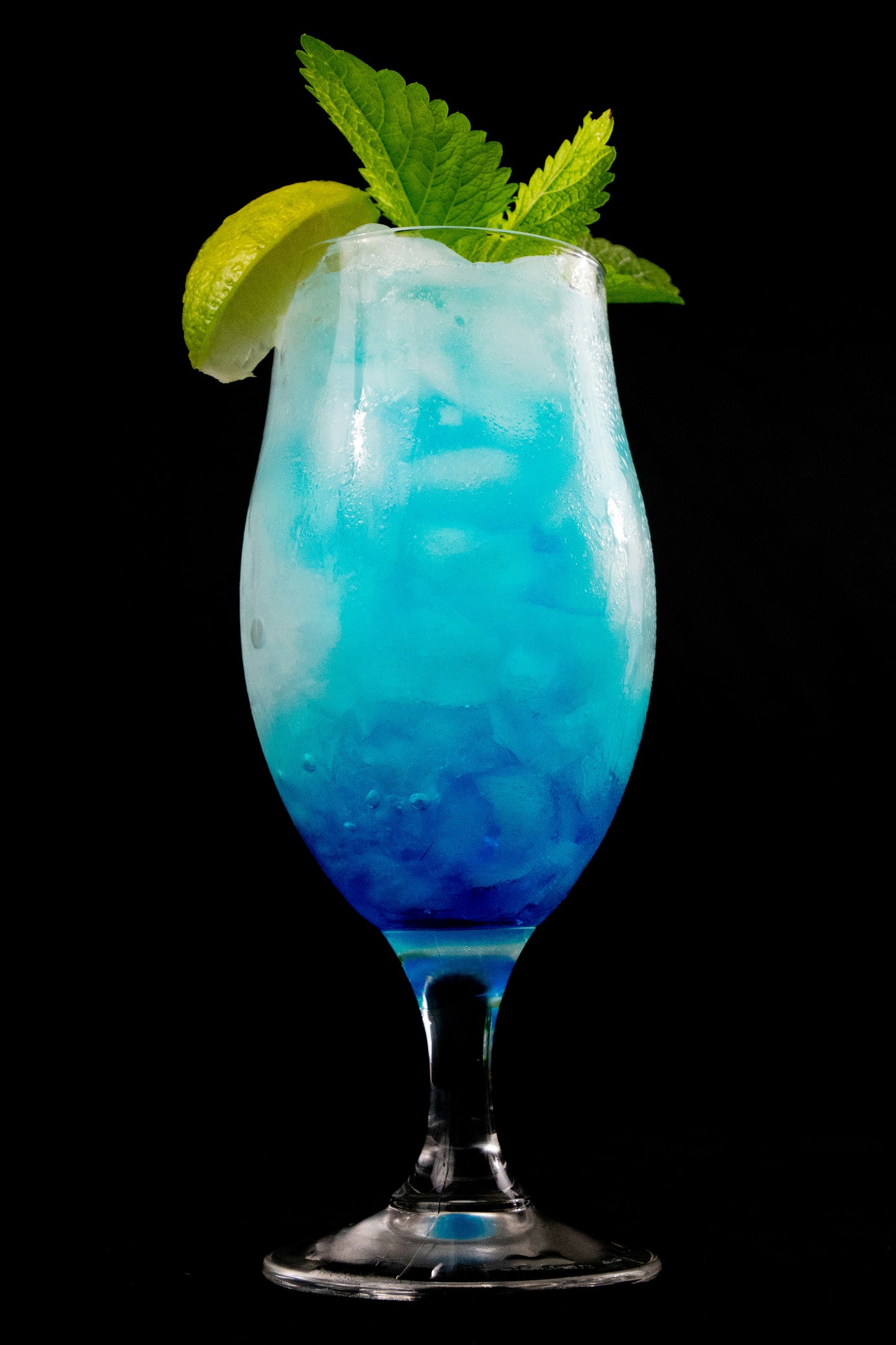 Blue fruity tropical mocktail.