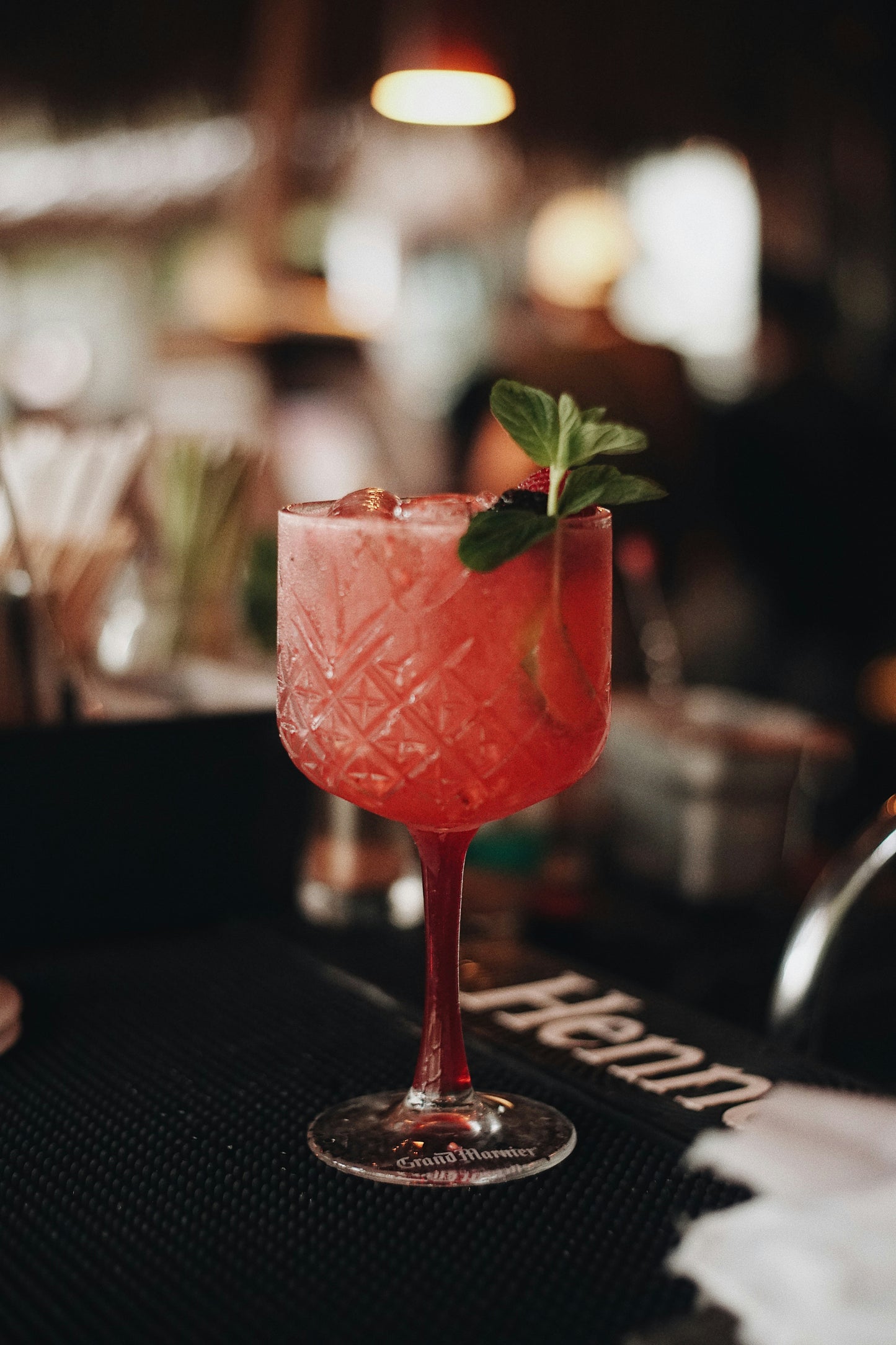 Frozen pink strawberry watermelon cocktail.