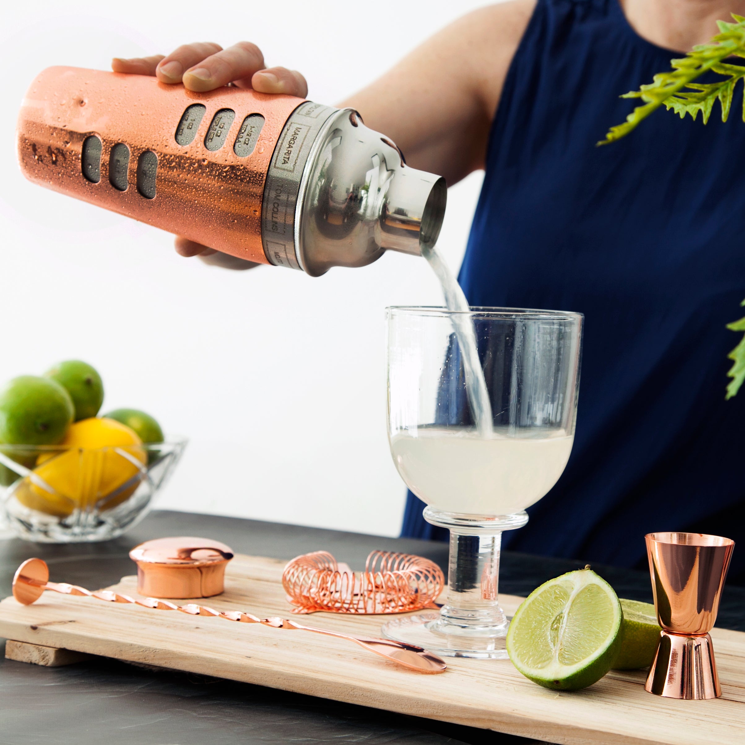 Margarita poured from shaker.