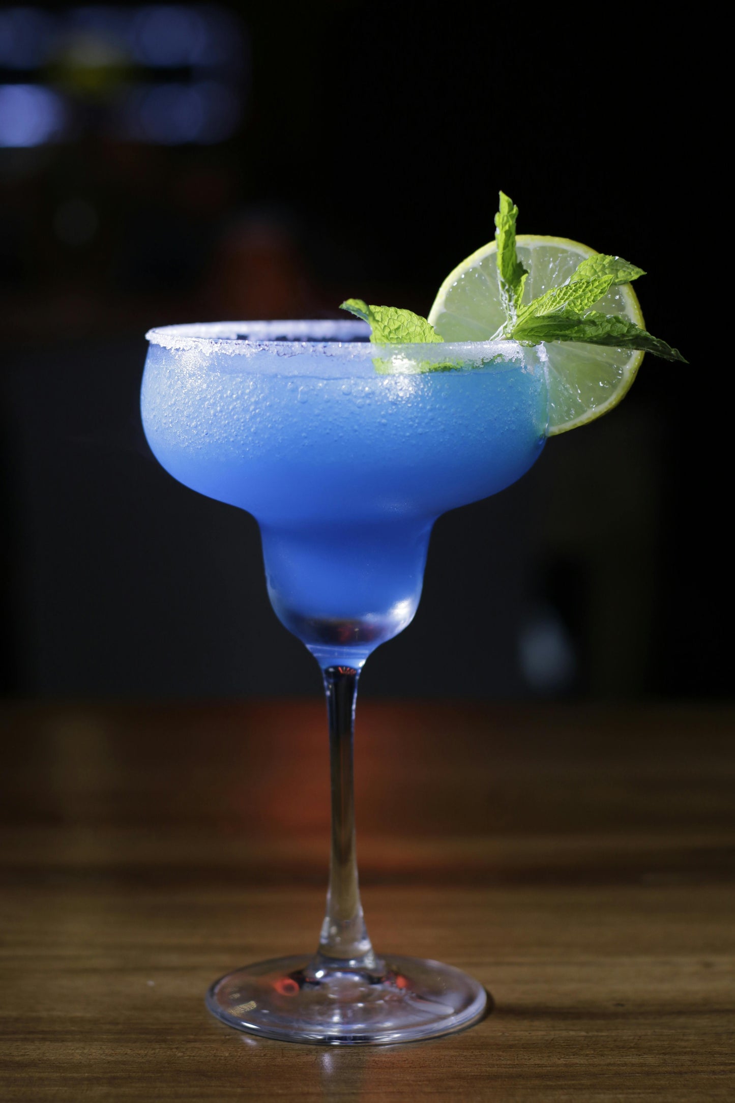 Blue slushy cocktail