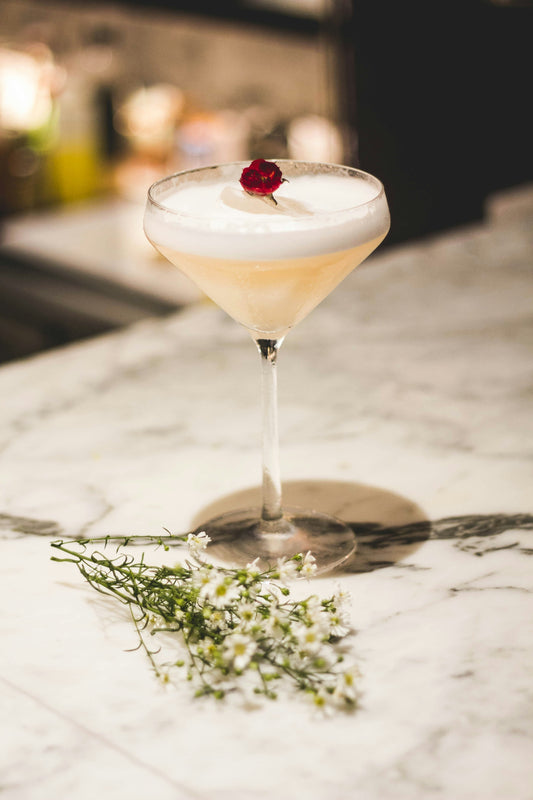 Cream floral cocktail.